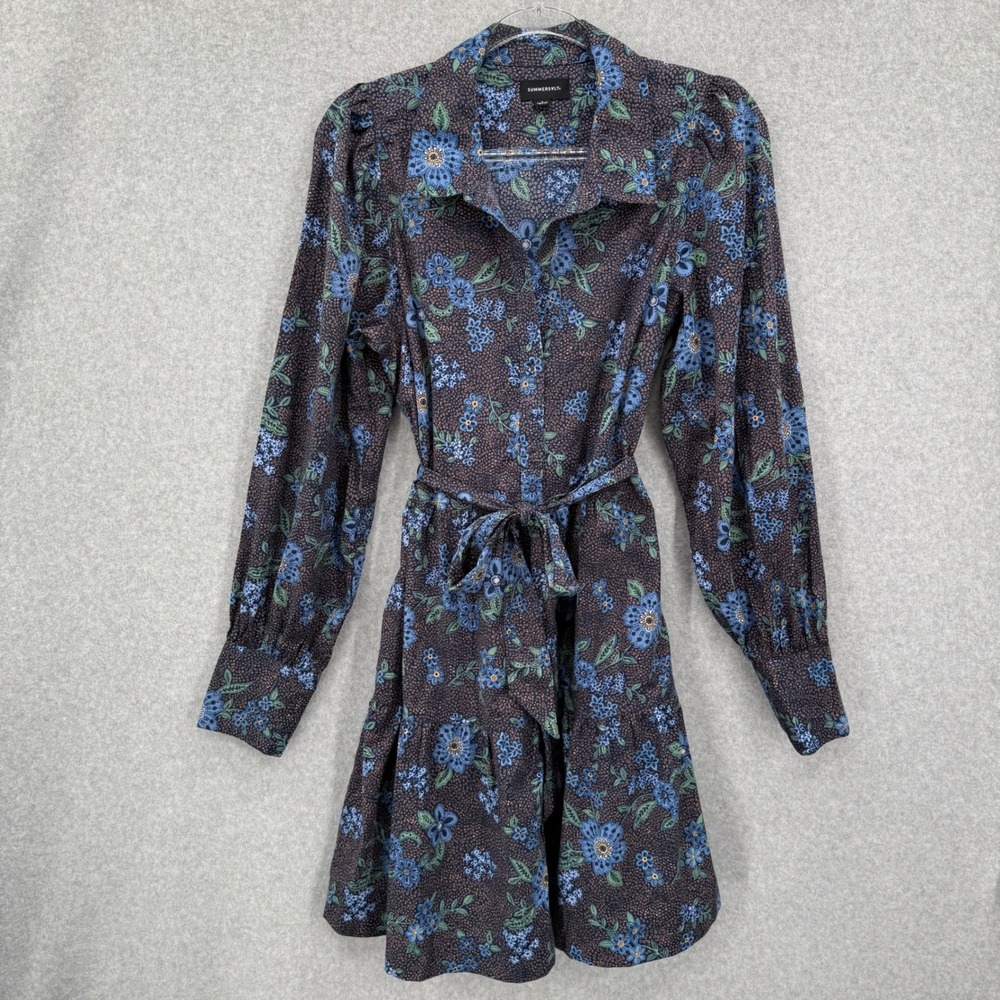 Summersalt The‎ Countryside Poplin Tiered Shirtdress Rustic Floral in Midnight L